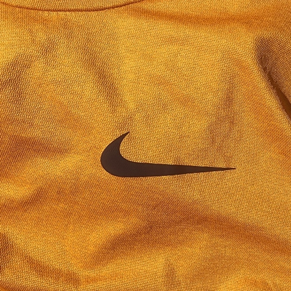 Nike Pro Dri-FIT Mens Large Short Sleeve Training Shirt Orange Yellow Mustard - Picture 3 of 6